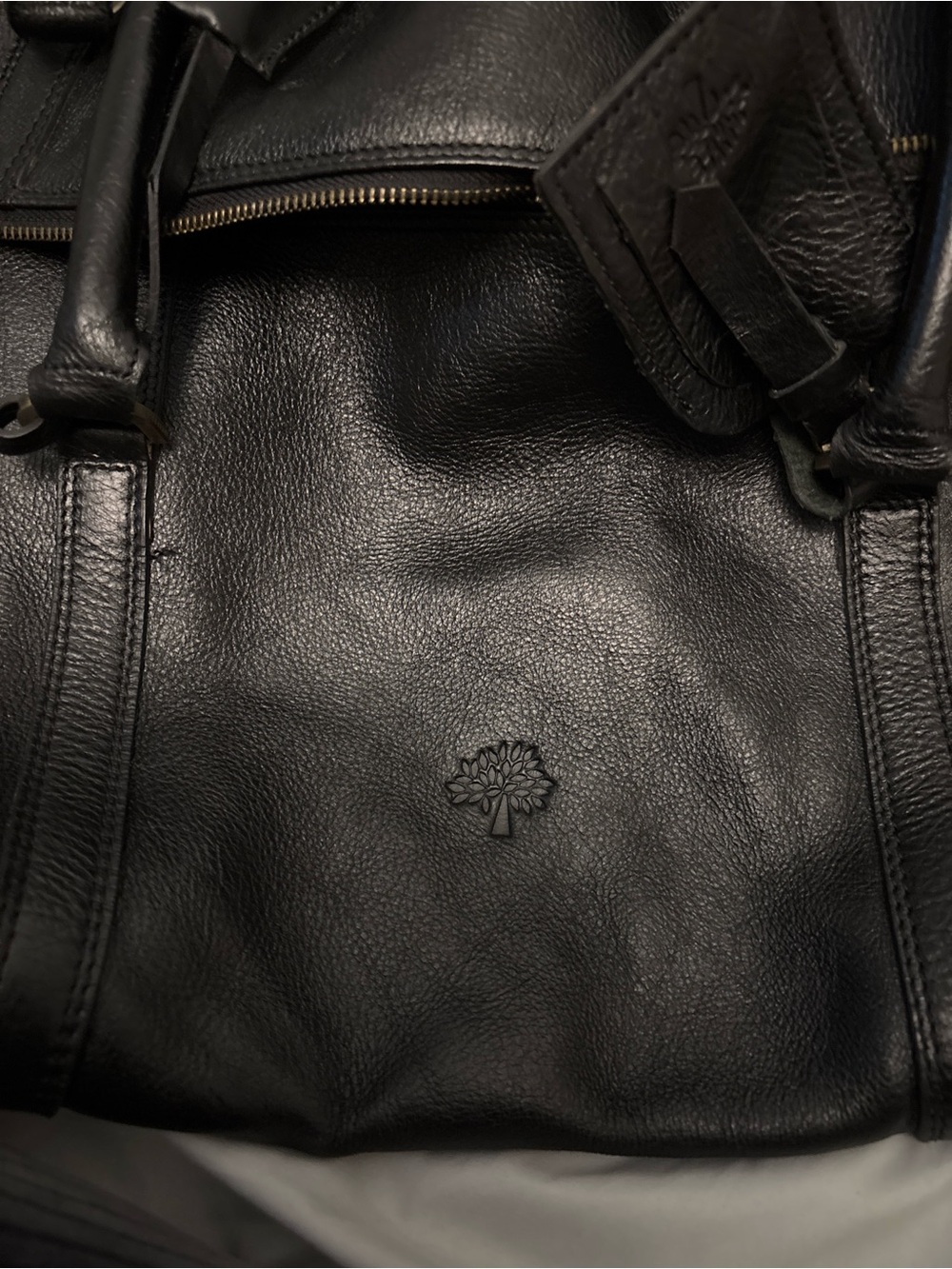Mulberry Black Leather Travel Duffle Bag Large with Carry Strap Serial# 026904 - Picture 14 of 16